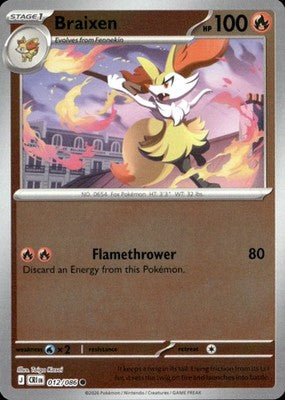 Braixen Chaos Rising #012/086 Near Mint