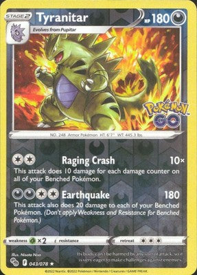 Tyranitar 2022 Pokemon GO #043/078 Near Mint