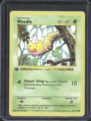 Weedle 1999 Base Set Shadowless #69/102 Lightly Played