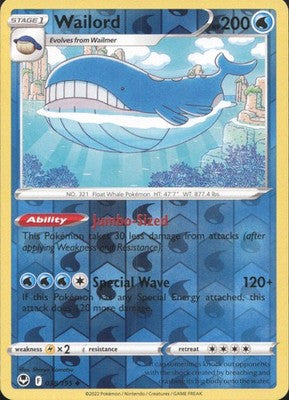 Wailord 2022 Silver Tempest #038/195 Near Mint
