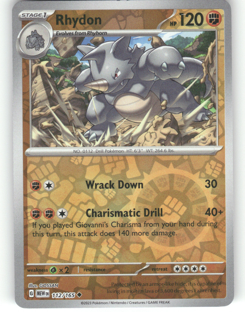 Rhydon Reverse Holo Uncommon SV: Scarlet & Violet 151 112/165 NM