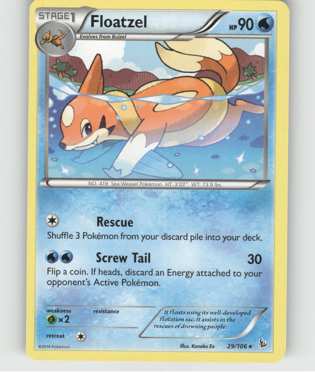 Floatzel Rare XY - Flashfire 29/106 NM