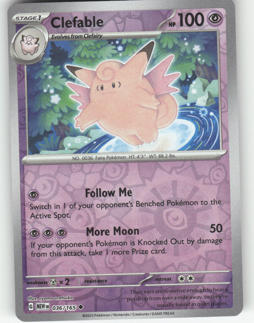 Clefable Reverse Holo Uncommon SV: Scarlet & Violet 151 036/165 NM