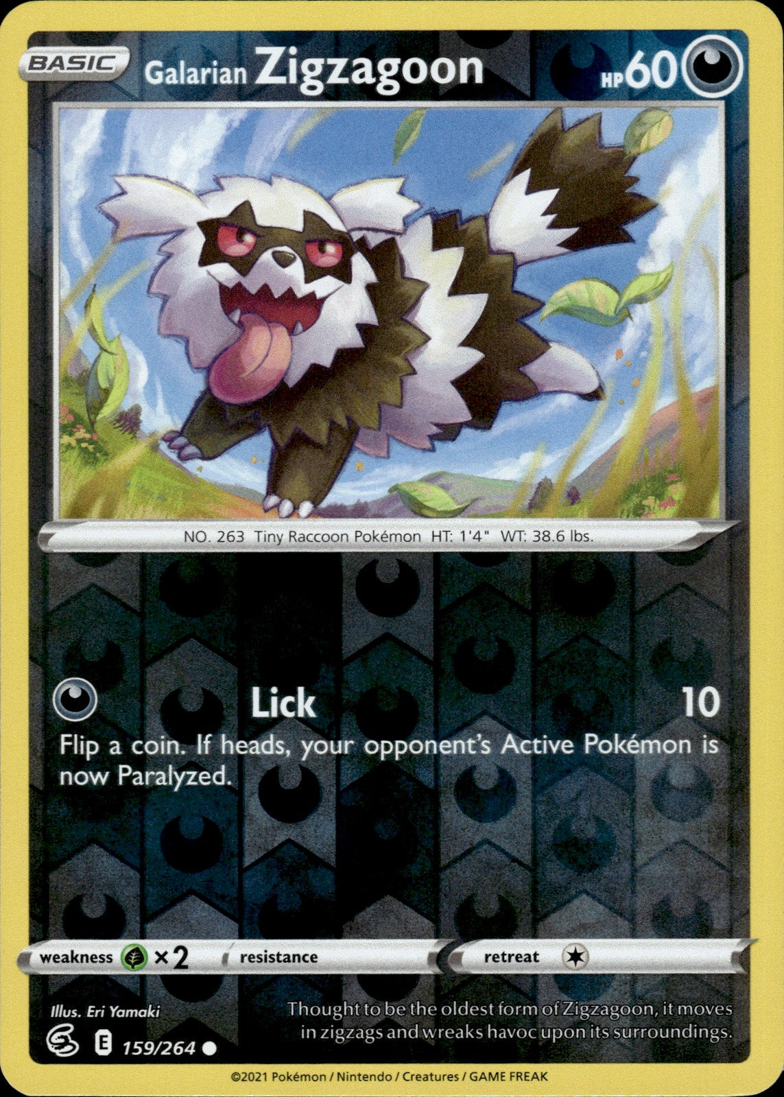 Galarian Zigzagoon Reverse Holo Common SWSH08: Fusion Strike 159/264 NM
