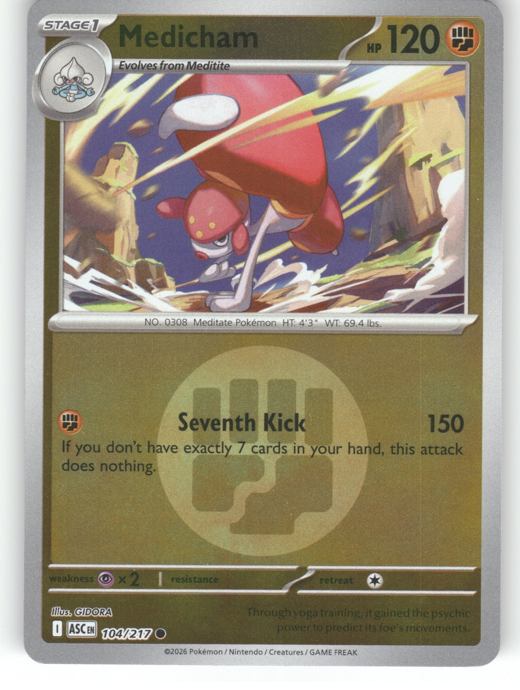 Medicham - (Energy Symbol Pattern) Reverse Holo Common ME: Ascended Heroes 104/217 NM