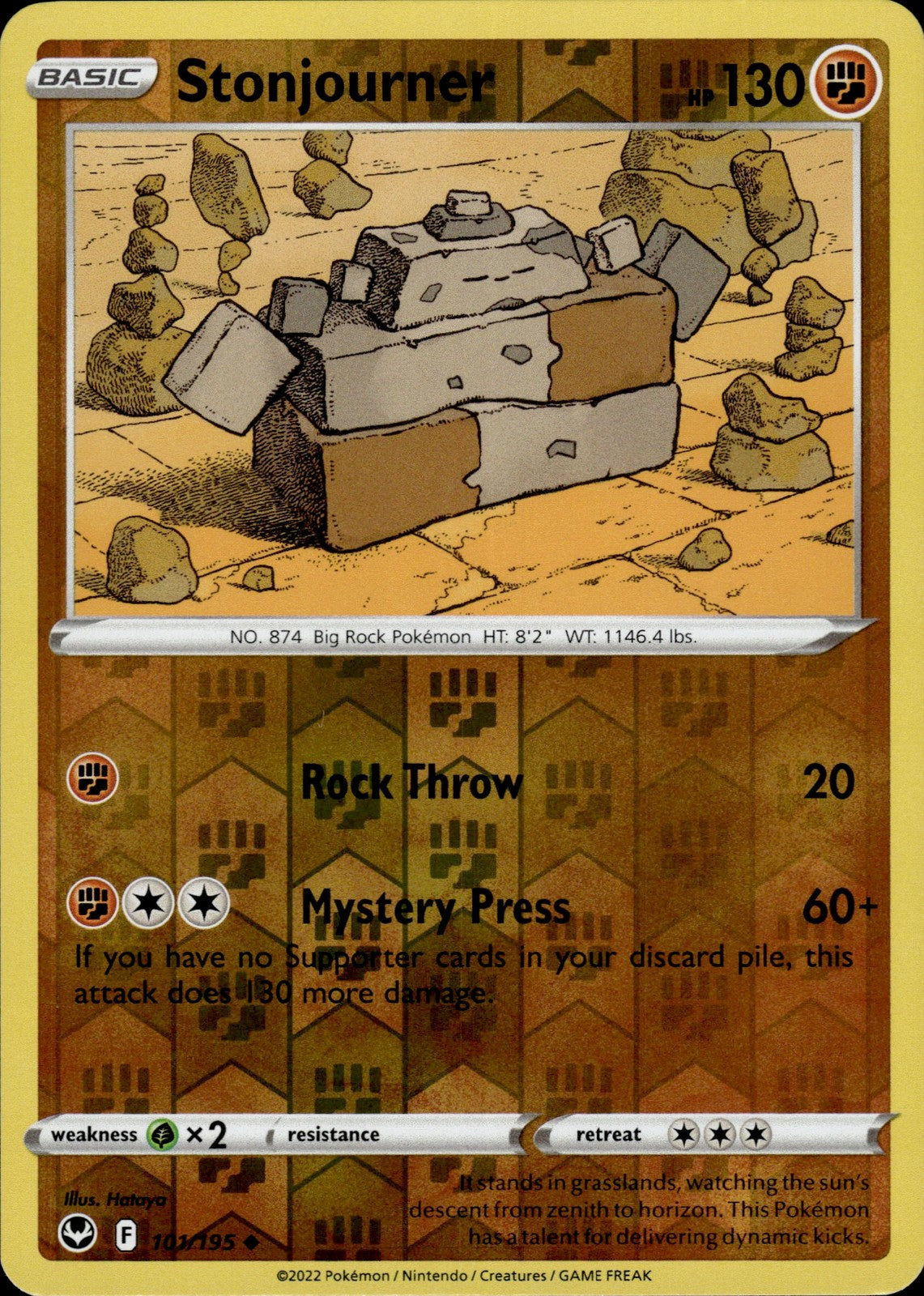Stonjourner Reverse Holo Uncommon SWSH12: Silver Tempest 101/195 NM