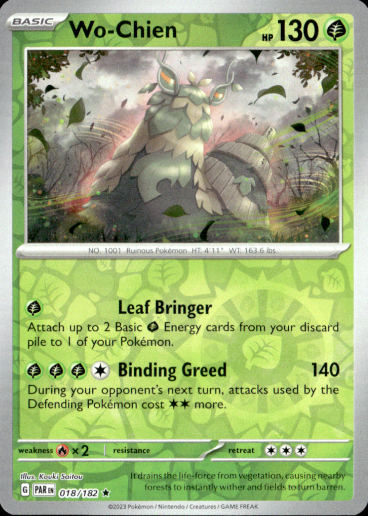 Wo-Chien Reverse Holo Rare SV04: Paradox Rift 018/182 NM