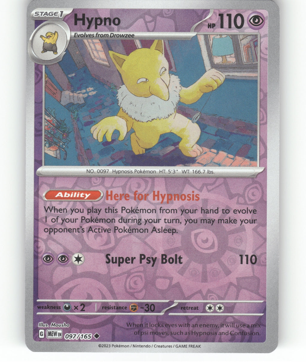 Hypno Reverse Holo Uncommon SV: Scarlet & Violet 151 097/165 NM