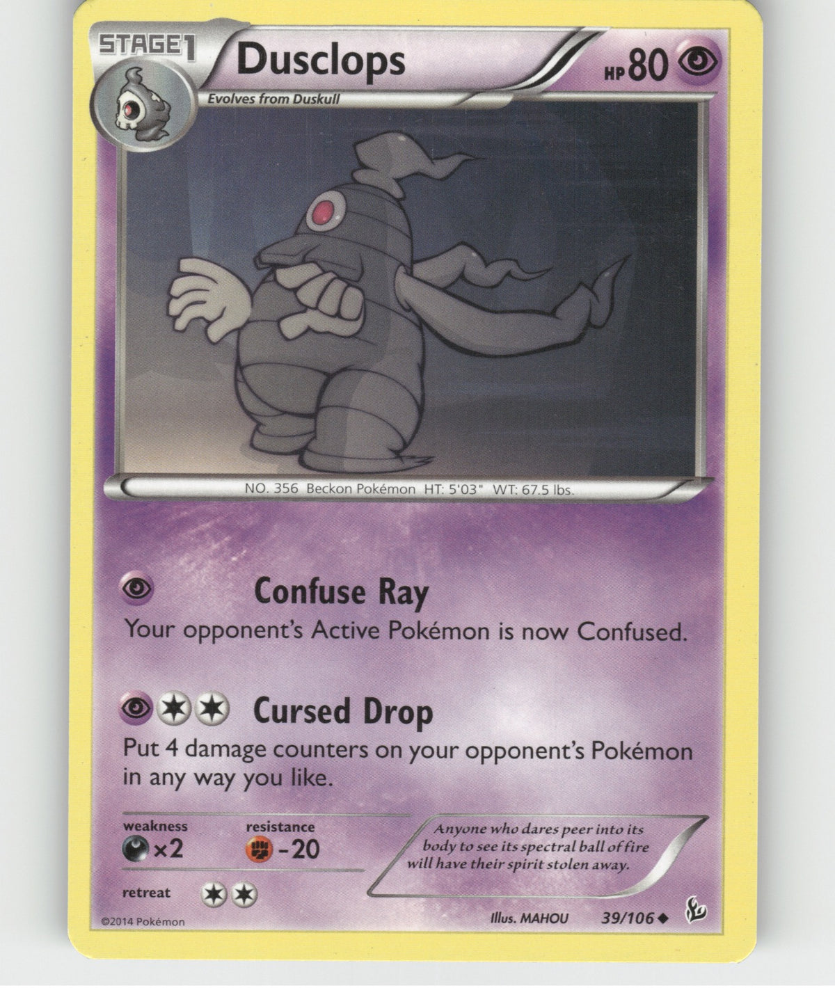 Dusclops Uncommon XY - Flashfire 39/106 NM