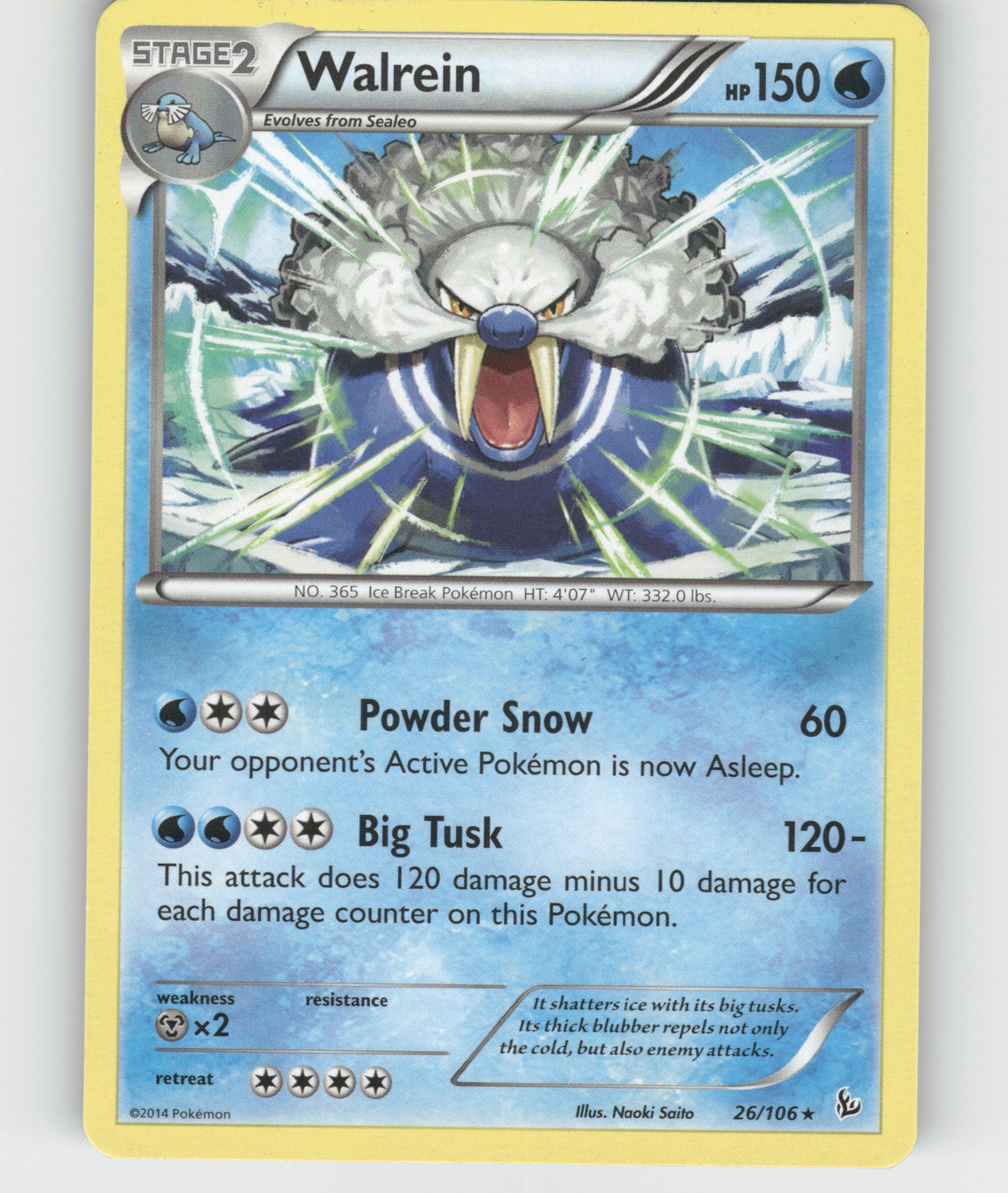 Walrein Rare XY - Flashfire 26/106 NM