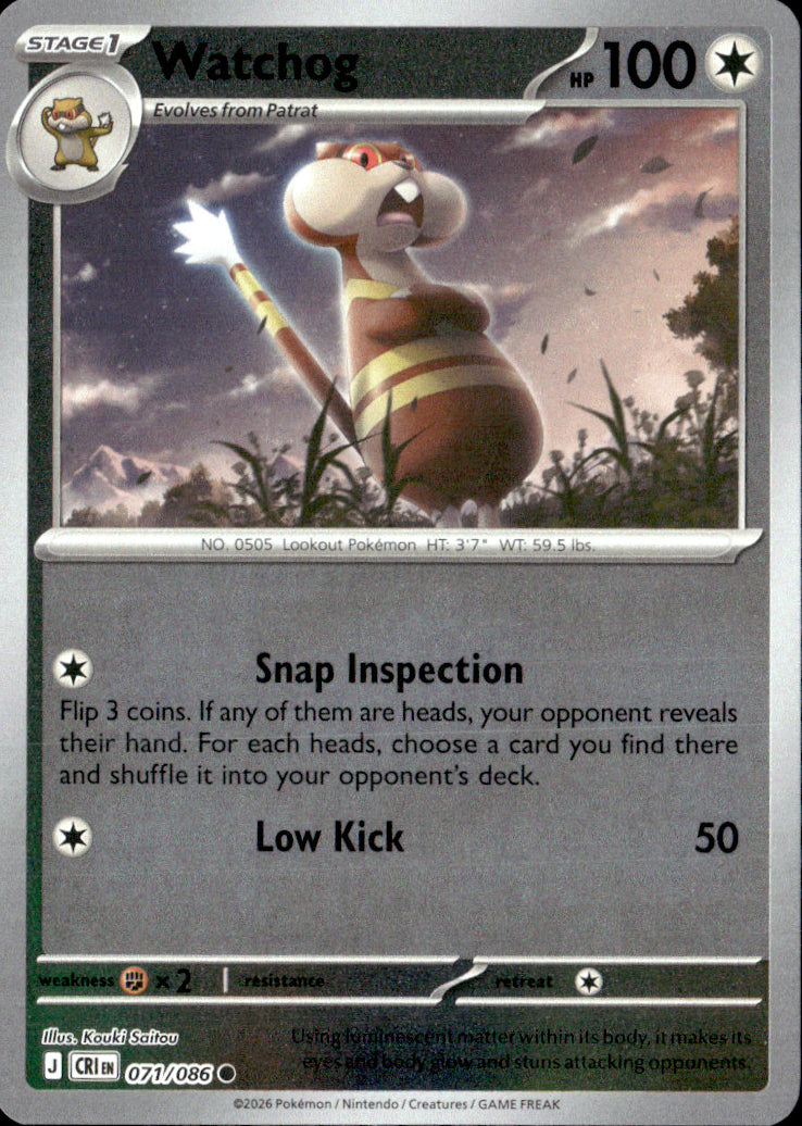 Watchog Reverse Holo Common ME04: Chaos Rising 071/086 NM