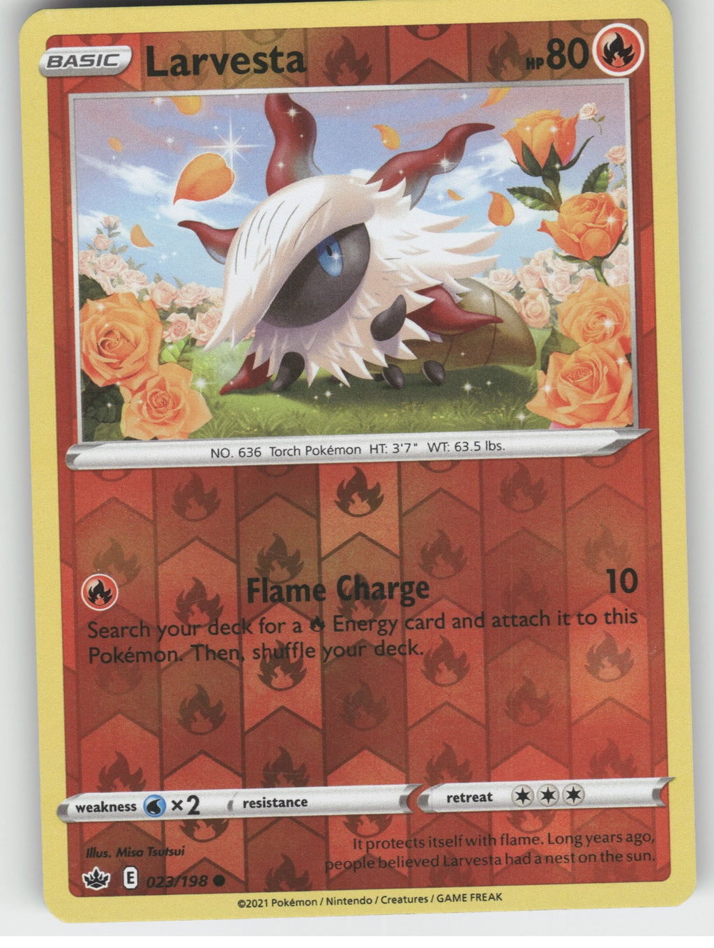 Larvesta Reverse Holo Common SWSH06: Chilling Reign 023/198 NM