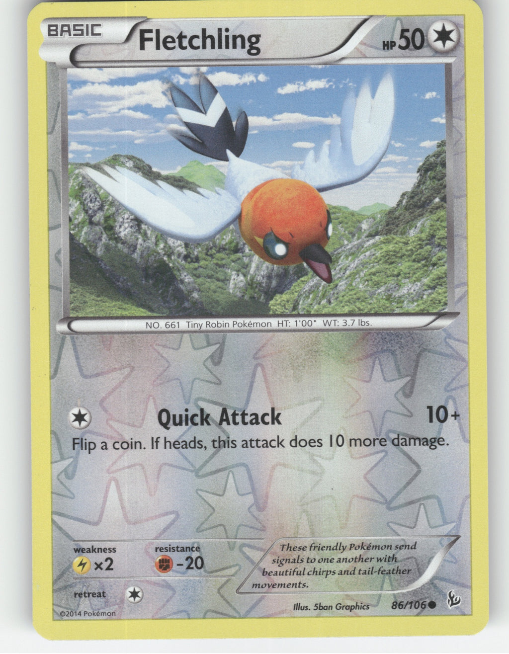 Fletchling Reverse Holo Common XY - Flashfire 86/106 NM