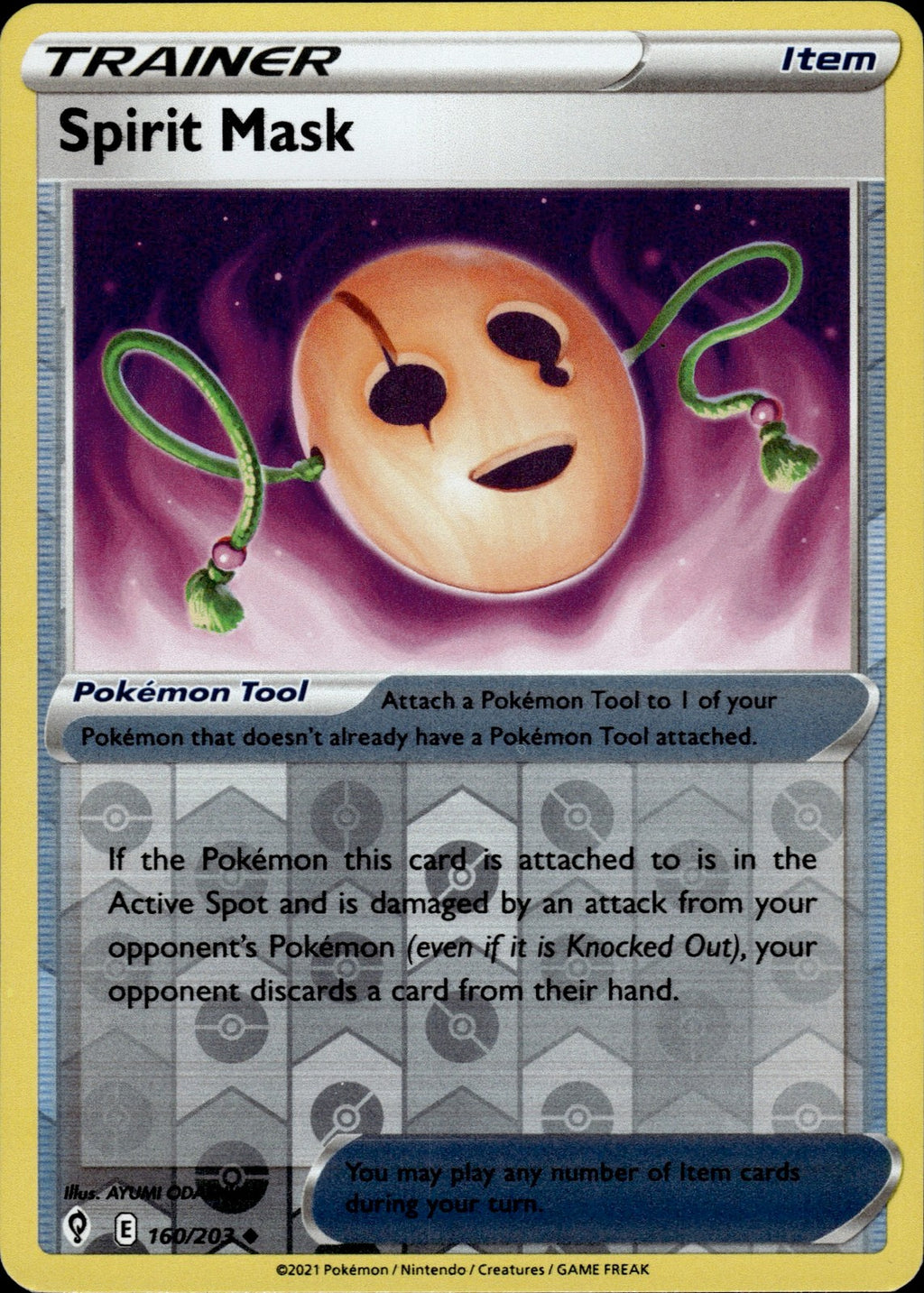 Spirit Mask Reverse Holo Uncommon SWSH07: Evolving Skies 160/203 NM