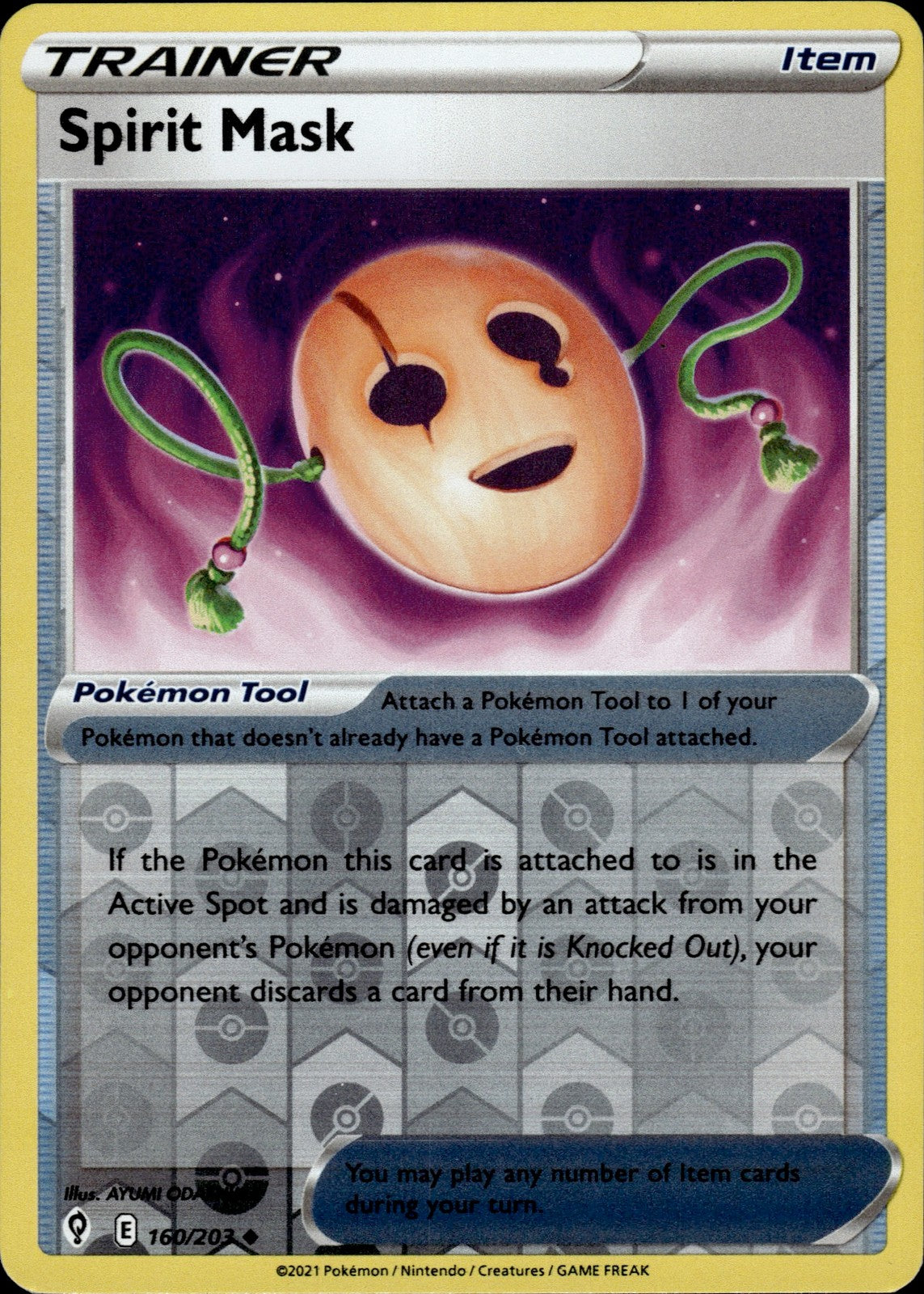 Spirit Mask Reverse Holo Uncommon SWSH07: Evolving Skies 160/203 NM