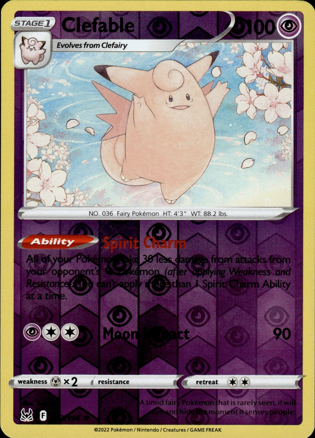 Clefable Reverse Holo Rare SWSH11: Lost Origin 063/196 NM