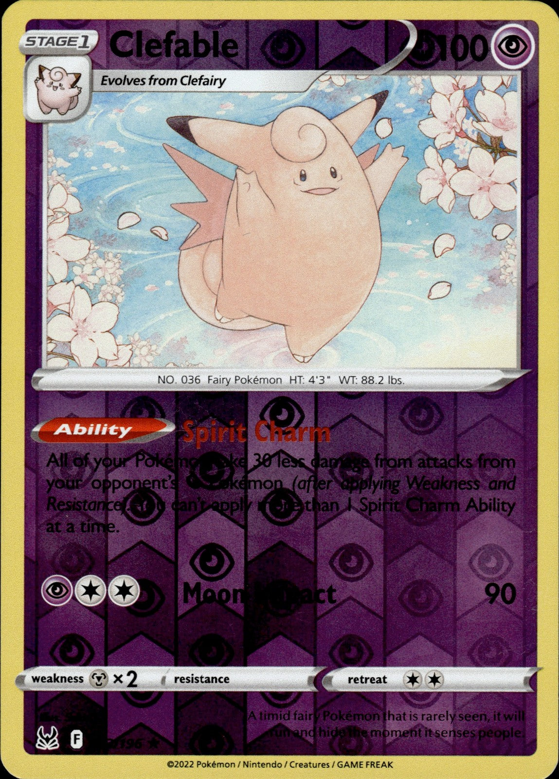 Clefable Reverse Holo Rare SWSH11: Lost Origin 063/196 NM