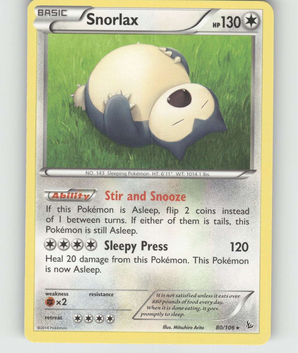 Snorlax Rare XY - Flashfire 80/106 NM