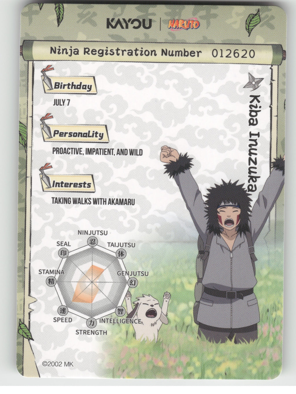 Kiba Inuzuka Base SR Earth Scroll Series 2 010L2 NM back