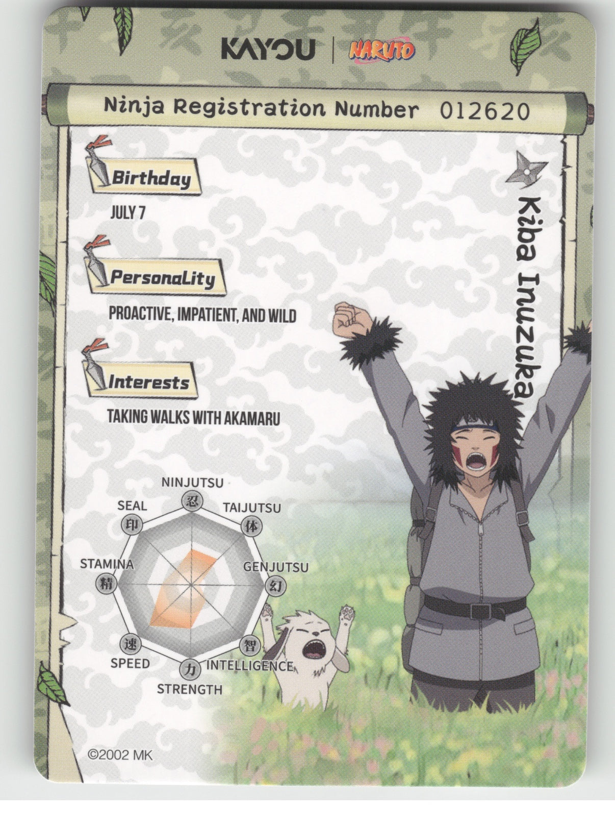 Kiba Inuzuka Base SR Earth Scroll Series 2 010L2 NM back