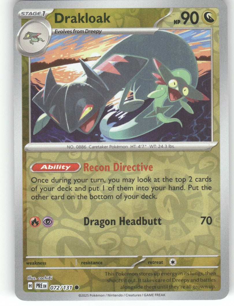 Drakloak Reverse Holo Common SV: Prismatic Evolutions 072/131 NM