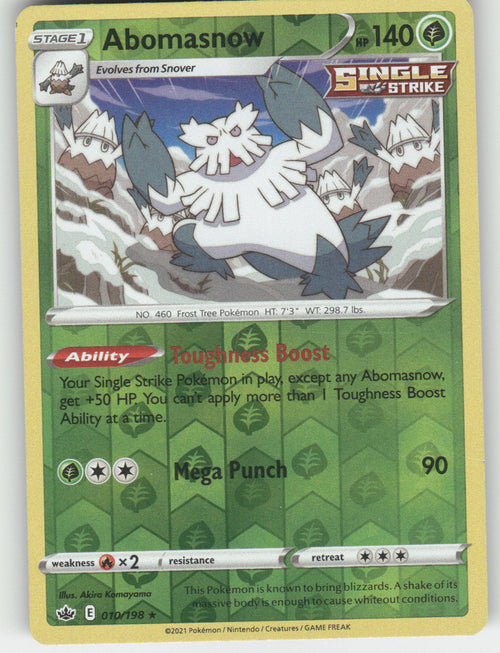 Abomasnow Reverse Holo Rare SWSH06: Chilling Reign 010/198 NM