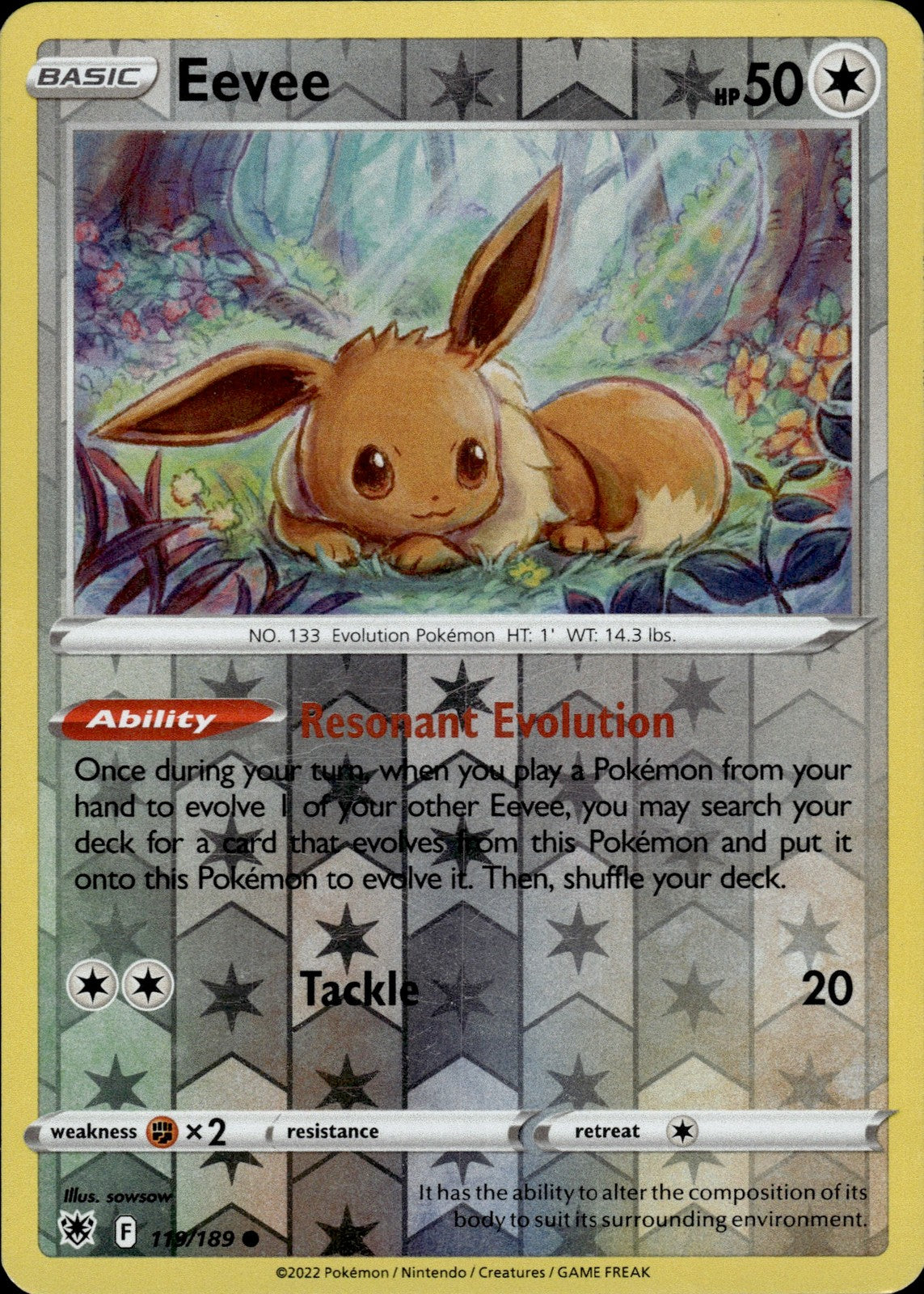 Eevee Reverse Holo Common SWSH10: Astral Radiance 119/189 NM