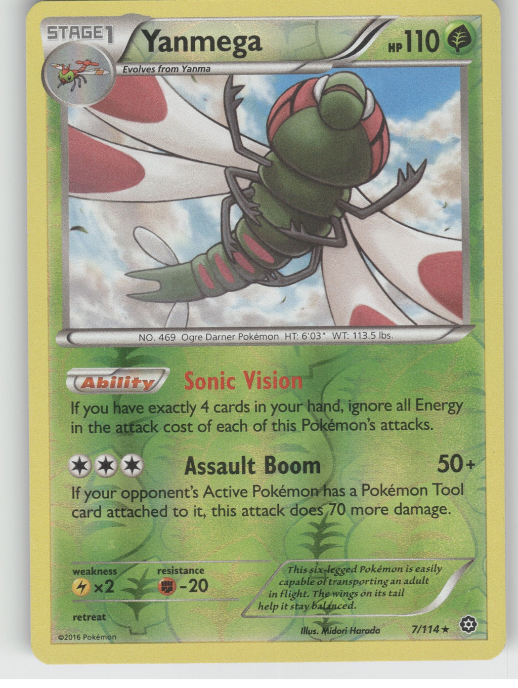 Yanmega Reverse Holo Rare XY - Steam Siege 7/114 NM