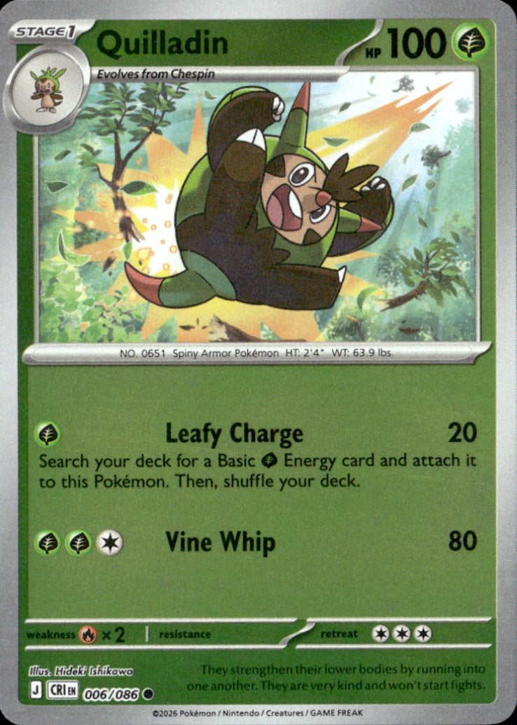 Quilladin Reverse Holo Common ME04: Chaos Rising 006/086 NM