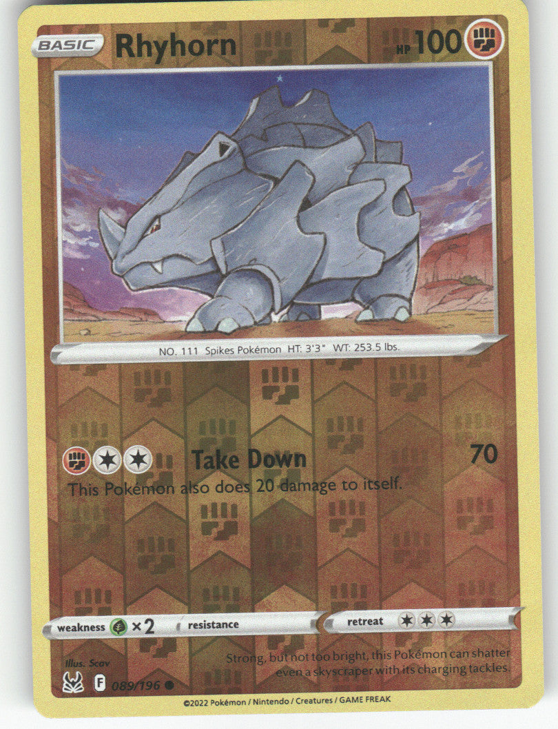 Rhyhorn Reverse Holo Common SWSH11: Lost Origin 089/196 NM