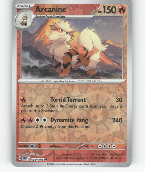 Arcanine Reverse Holo Uncommon SV: Scarlet & Violet 151 059/165 NM