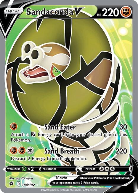 Sandaconda V (Full Art) Holo Ultra Rare SWSH02: Rebel Clash 184/192 NM