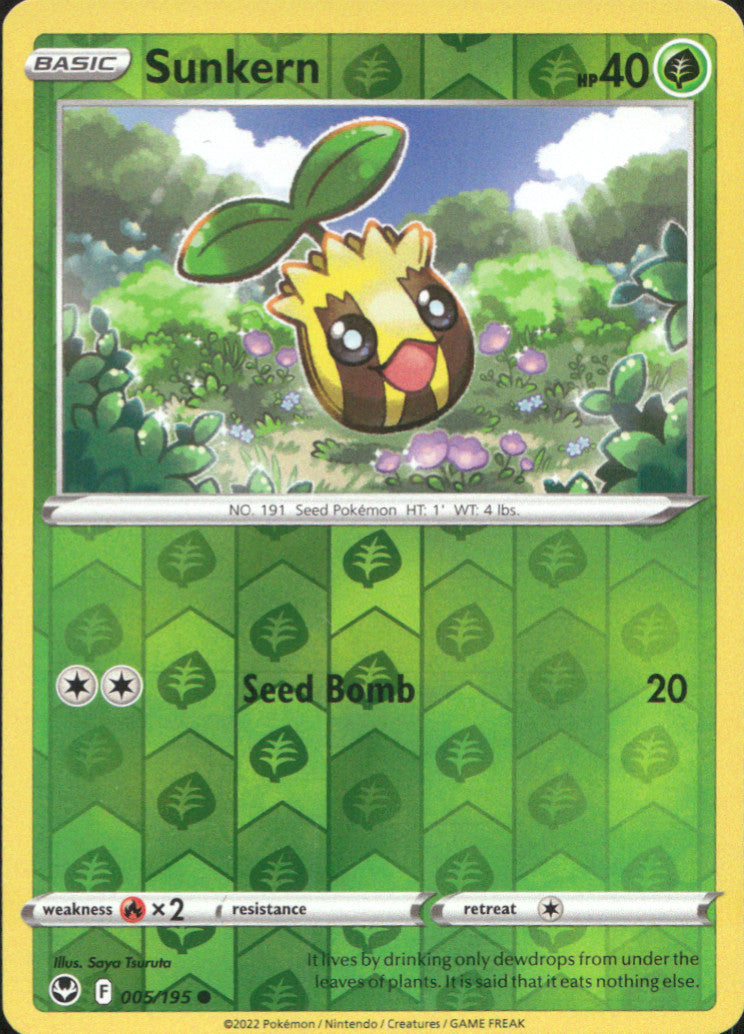 Sunkern Reverse Holo Common SWSH12: Silver Tempest 005/195 NM