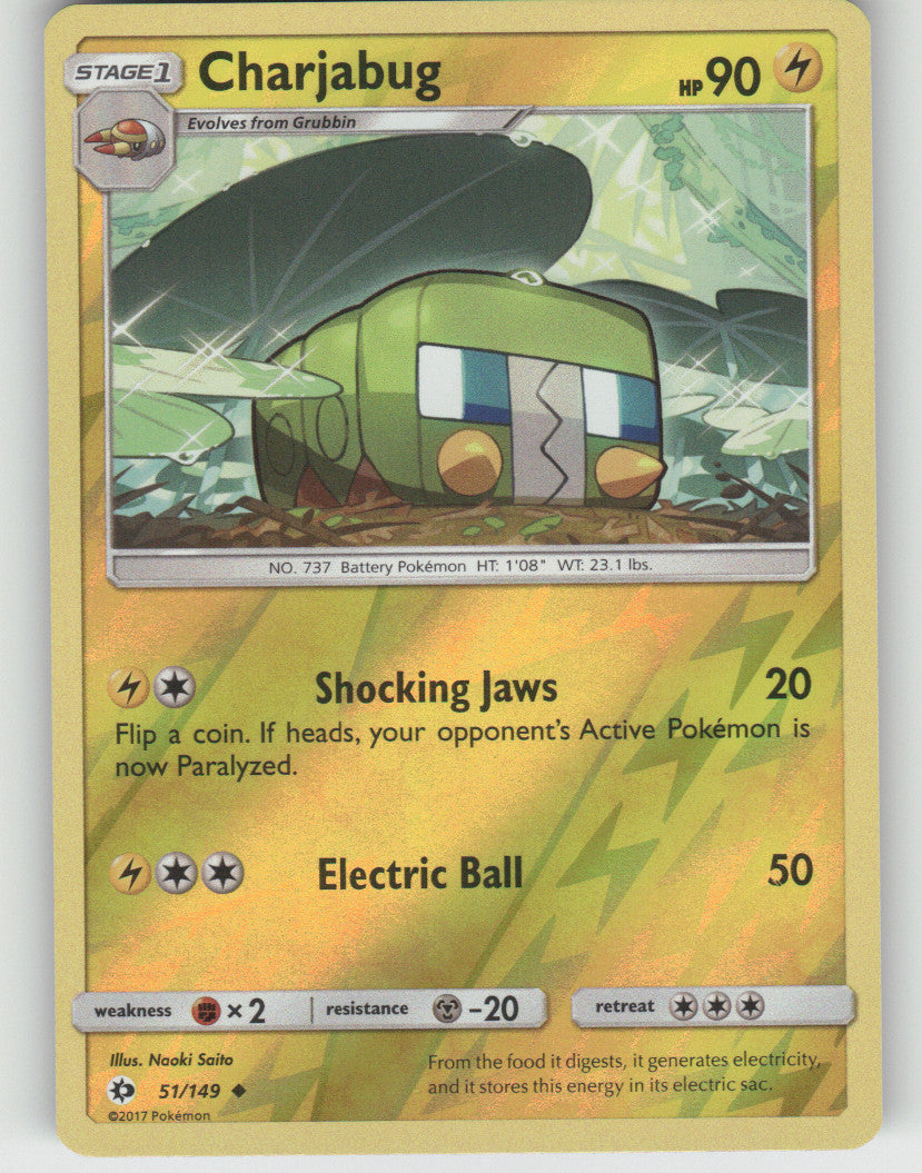 Charjabug Reverse Holo Uncommon SM Base Set 51/149 NM