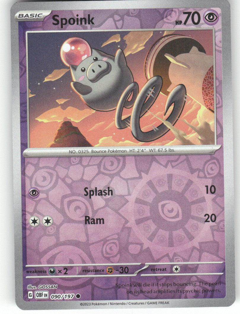 Spoink Reverse Holo Common SV03: Obsidian Flames 090/197 NM