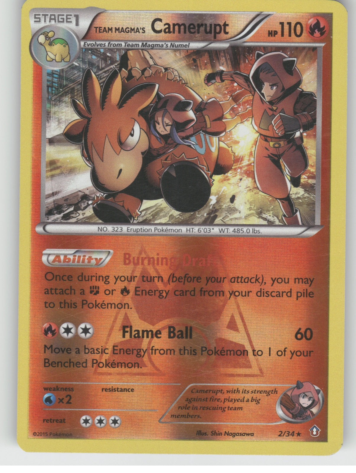 Team Magma's Camerupt Reverse Holo Holo Rare Double Crisis 2/34 NM