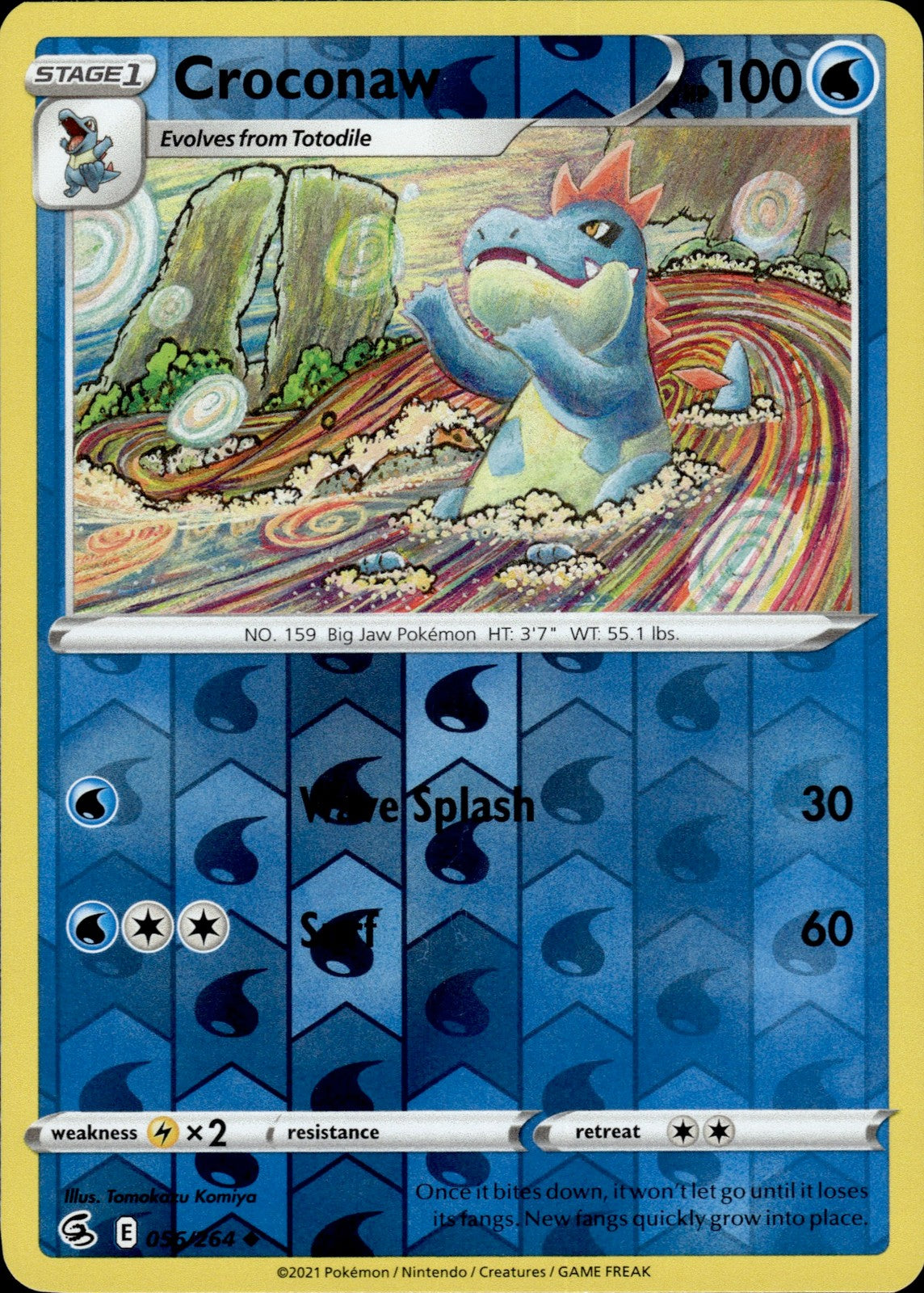 Croconaw Reverse Holo Uncommon SWSH08: Fusion Strike 056/264 NM