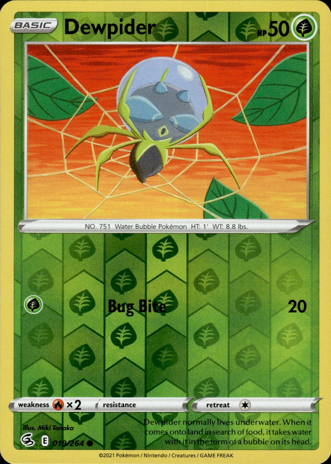 Dewpider Reverse Holo Common SWSH08: Fusion Strike 019/264 NM