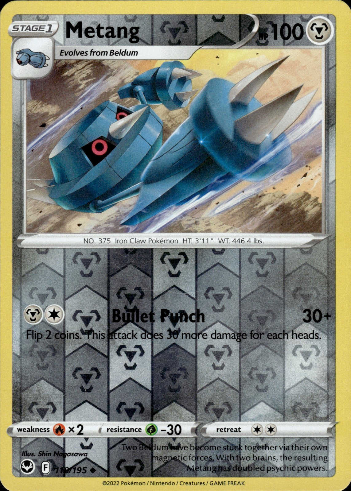 Metang Reverse Holo Uncommon SWSH12: Silver Tempest 118/195 NM