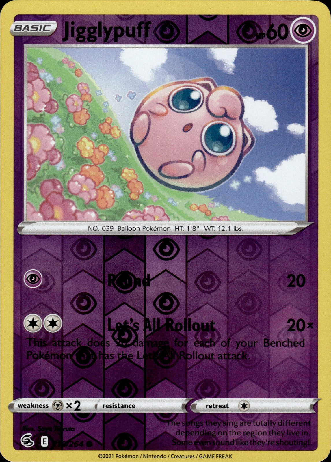 Jigglypuff Reverse Holo Common SWSH08: Fusion Strike 110/264 NM