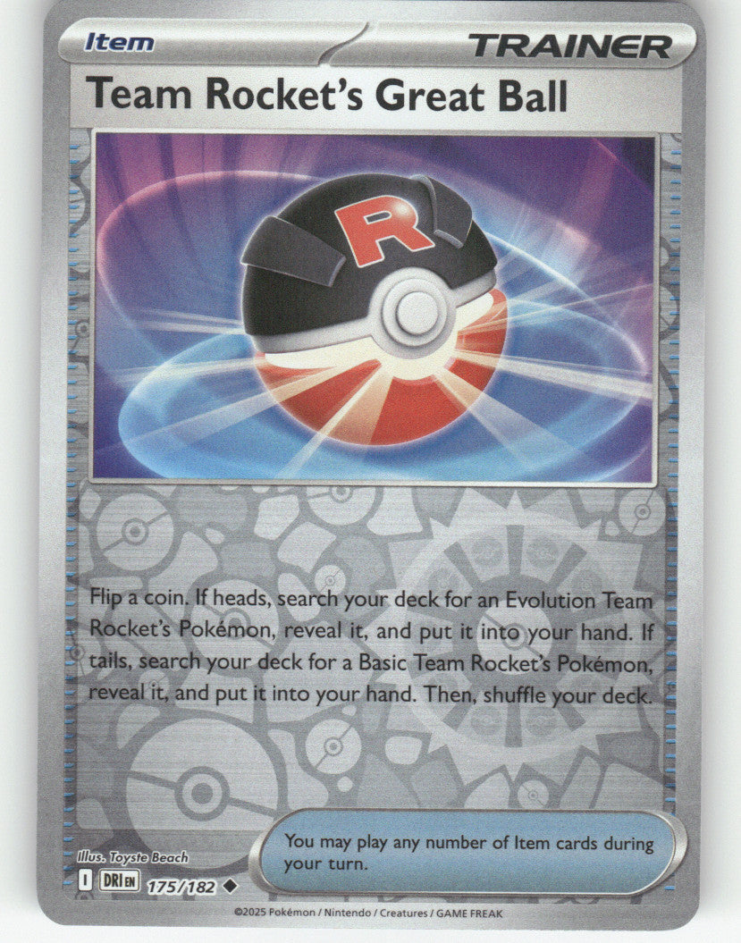 Team Rocket's Great Ball Reverse Holo Uncommon SV10: Destined Rivals 175/182 NM