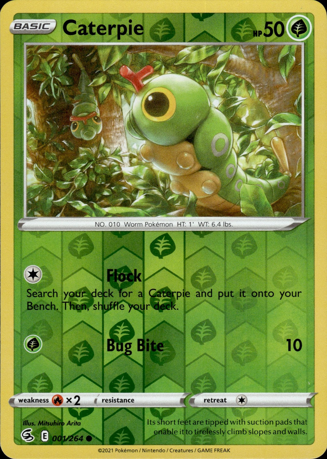 Caterpie Reverse Holo Common SWSH08: Fusion Strike 001/264 NM