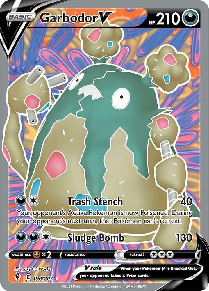 Garbodor V (Full Art) Holo Ultra Rare SWSH07: Evolving Skies 190/203 NM