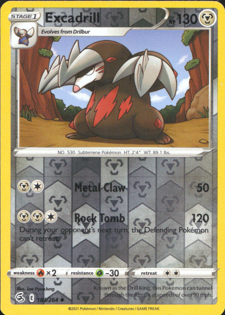 Excadrill Reverse Holo Uncommon SWSH08: Fusion Strike 183/264 NM