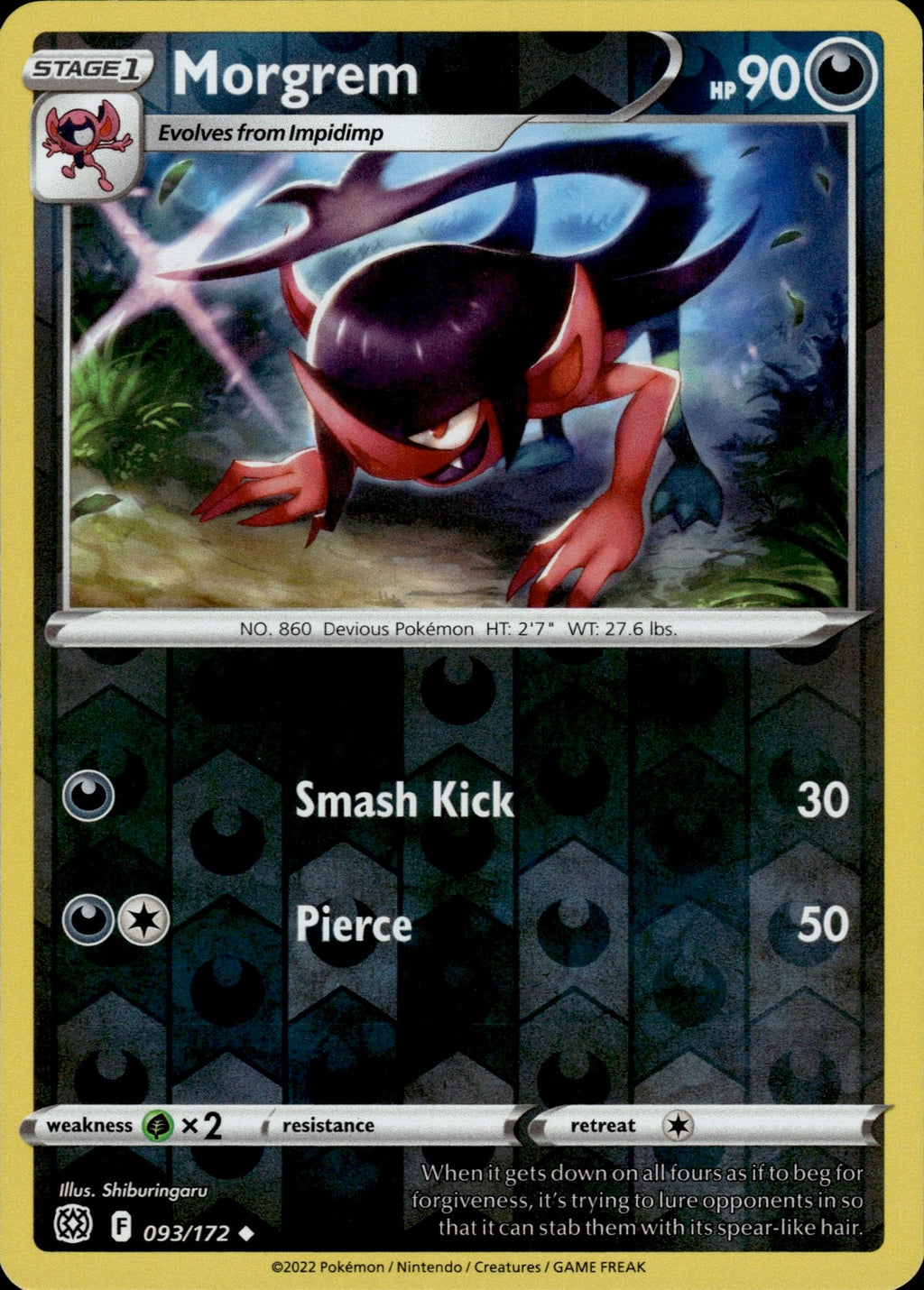 Morgrem Reverse Holo Uncommon SWSH09: Brilliant Stars 093/172 NM