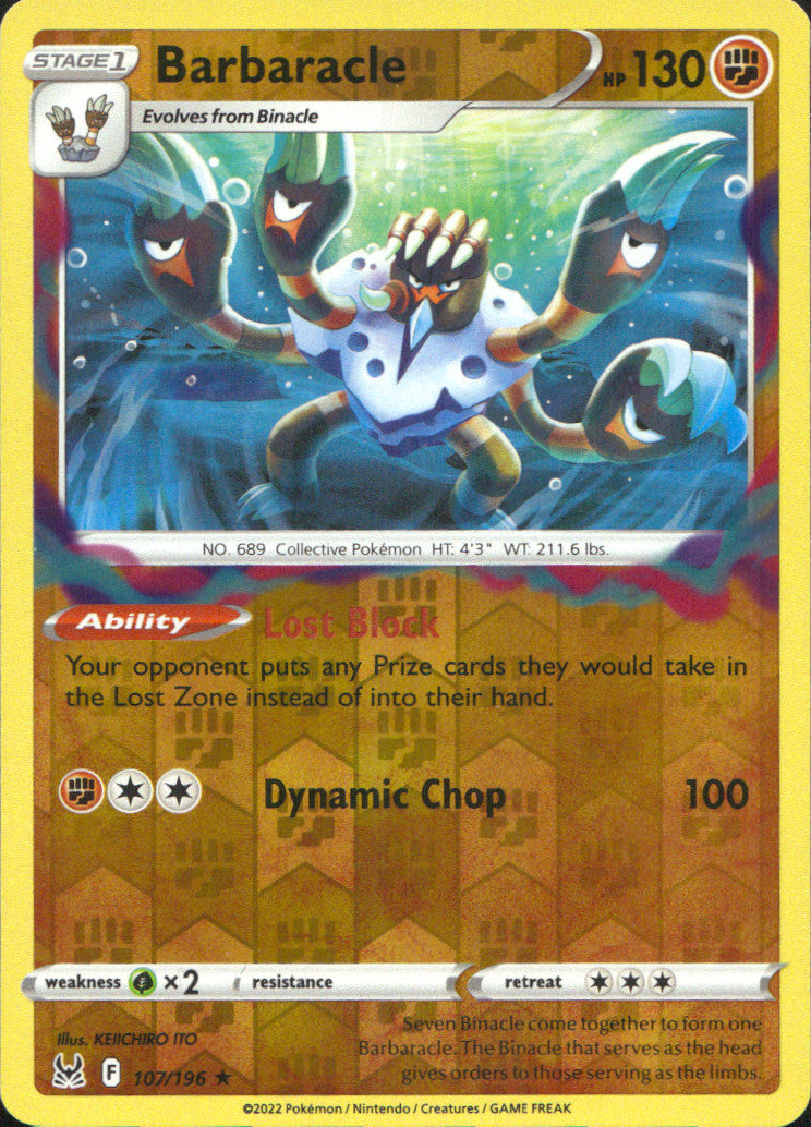 Barbaracle Reverse Holo Holo Rare SWSH11: Lost Origin 107/196 NM
