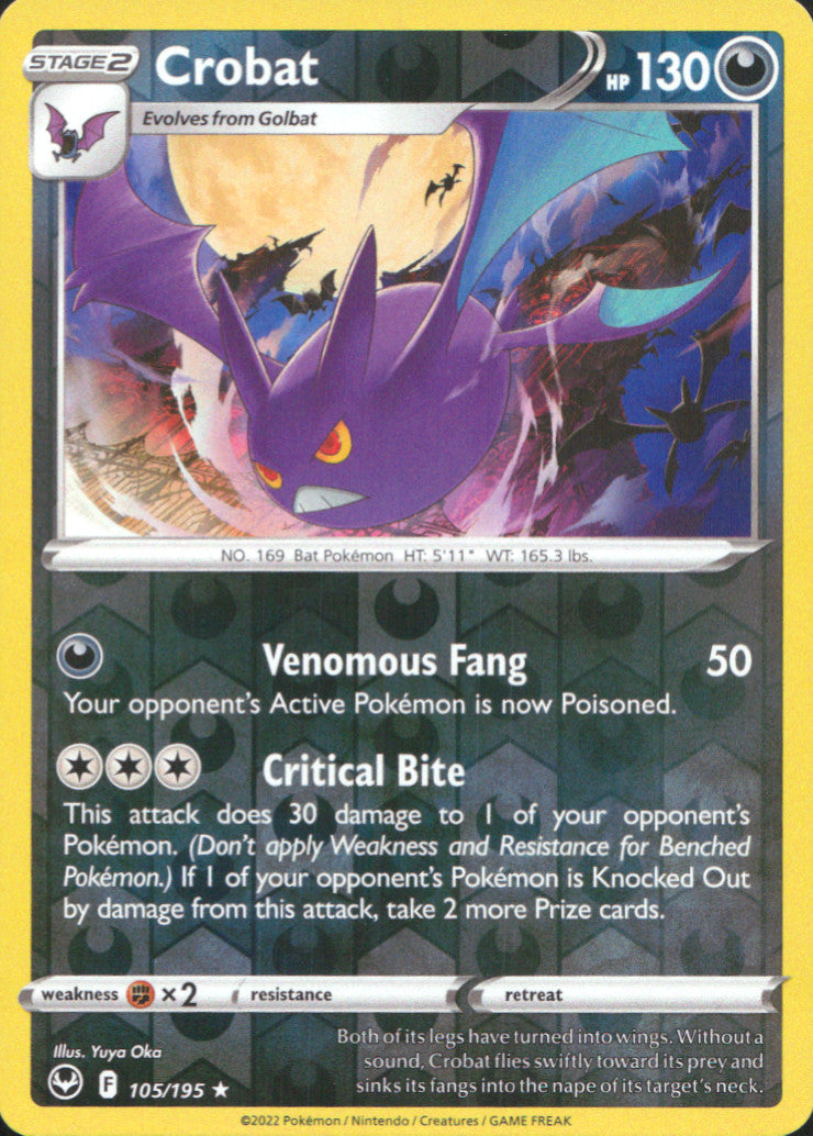 Crobat Reverse Holo Holo Rare SWSH12: Silver Tempest 105/195 NM