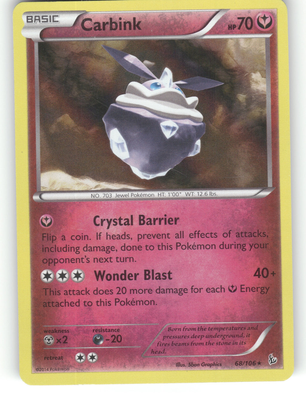 Carbink Holo Rare XY - Flashfire 68/106 NM