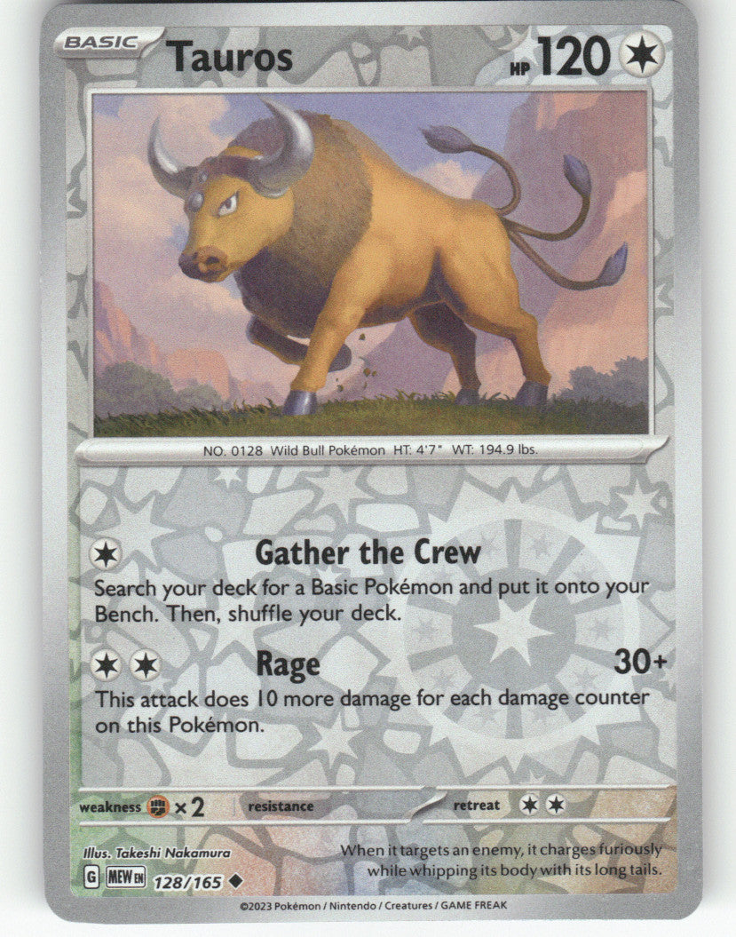 Tauros Reverse Holo Uncommon SV: Scarlet & Violet 151 128/165 NM