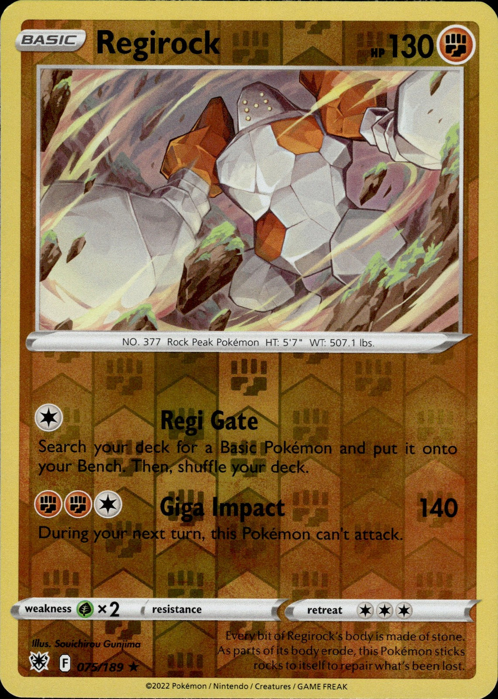 Regirock Reverse Holo Rare SWSH10: Astral Radiance 075/189 NM